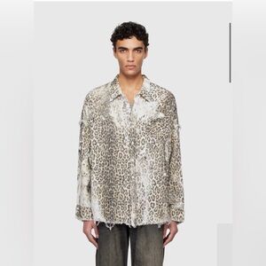 $750 Brand New R13 Shredded Seam Drop Neck Shirt Leopard Size XS